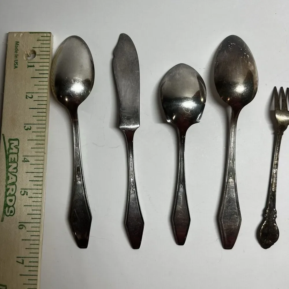 Vtg Holmes Edwards Silverplate Flatware Mixed Lot 6pc Spoons Knife Fork